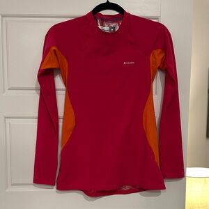 Columbia Women's Long Sleeve Active Top in Pink with Orange Panels